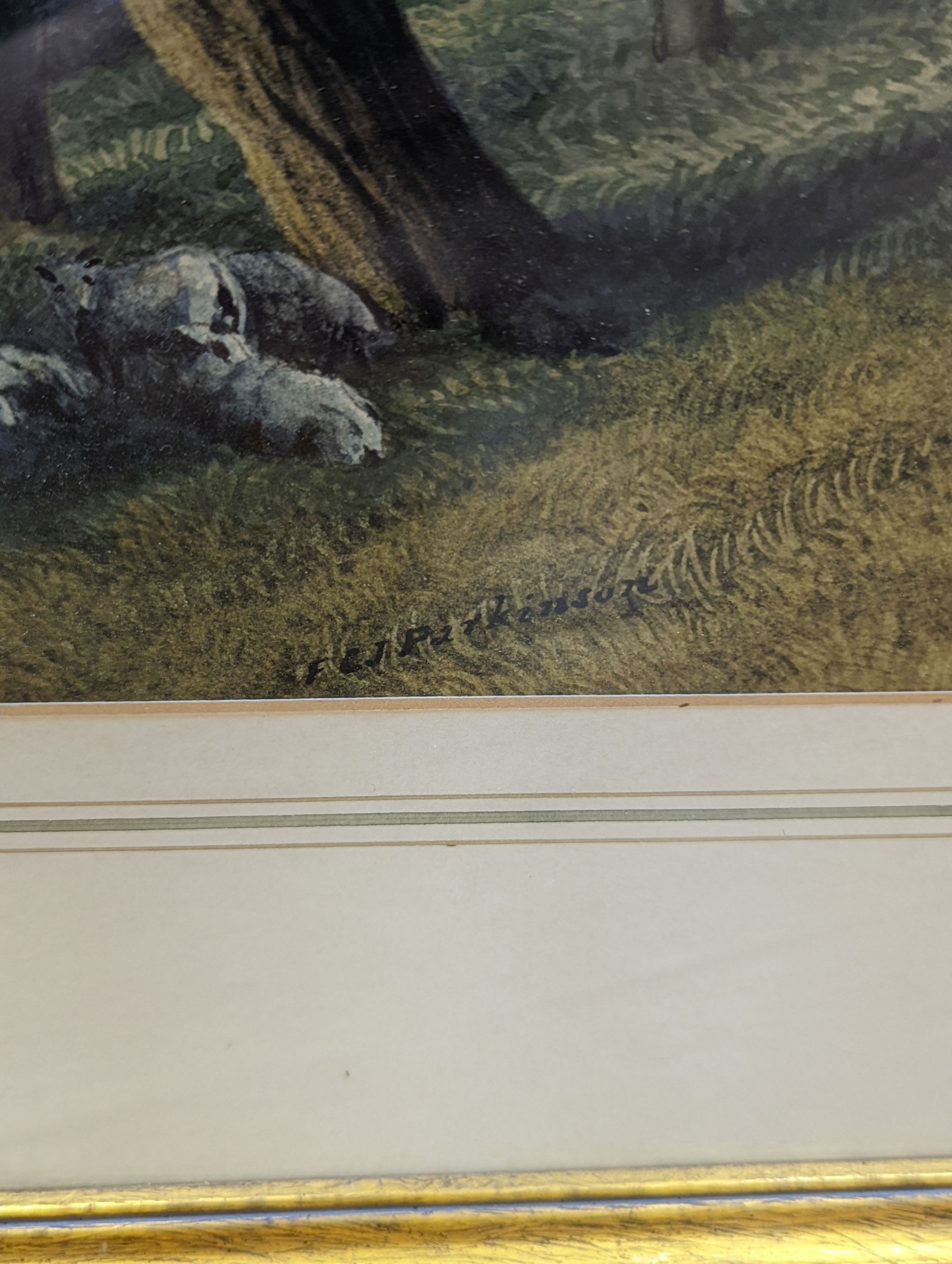 F & J Parkinson, watercolour, Landscape with figure on a lane, signed, 32 x 49cm
